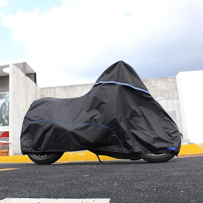 FENRIR 420D Oxford Cloth 88.6" 225CM Motorcycle Cover Exhaust Pipe Anti-Scalding Waterproof Outdoor Outside Storage for Naked Sprot Supermoto Motocross Cruise Street Bike Supersport Scooter Dirt Bike