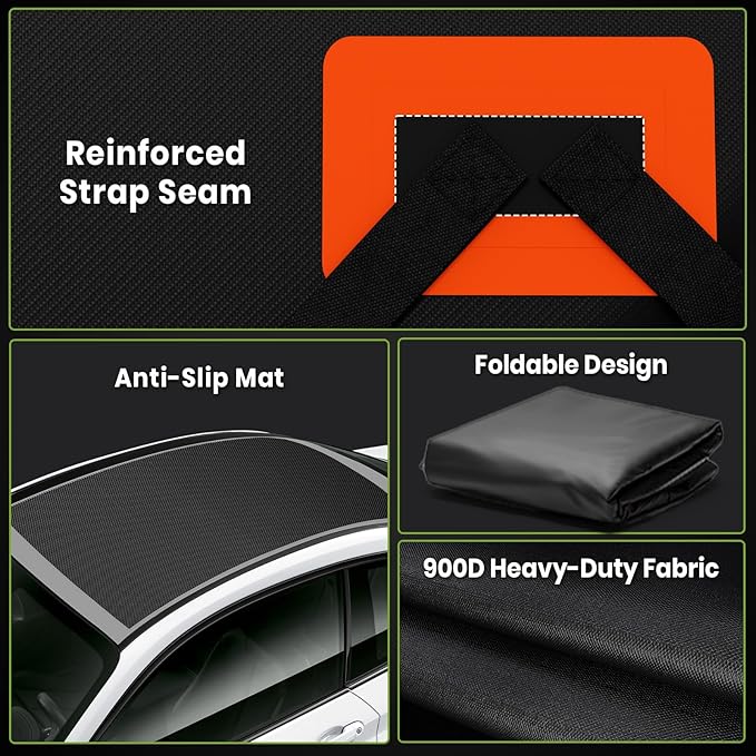 APTY 21 Cubic Feet Car Rooftop Cargo Bag Carrier, Soft Roof Top Luggage Bag for All Vechicles with/Without Rack - with Waterproof Zip, Anti-Slip Mat, Luggage Lock, Storage Bag, Door Hooks