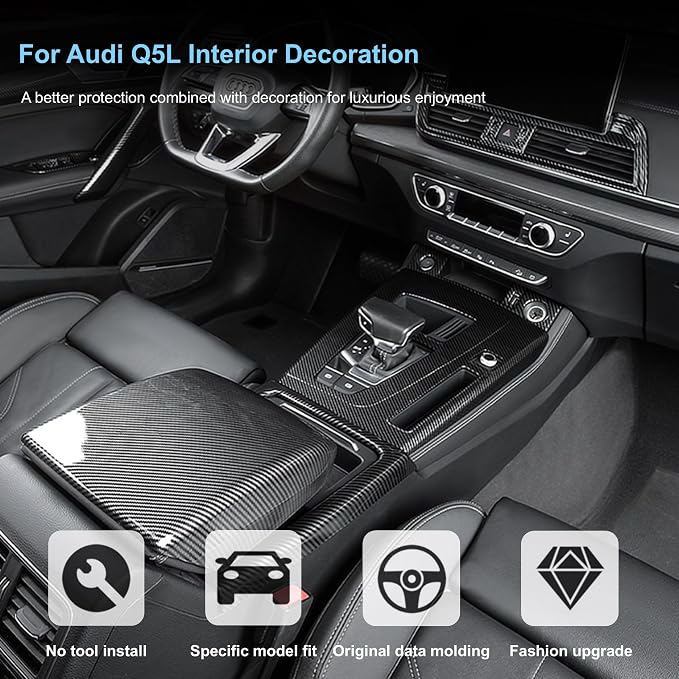 Steering Lever Cover Compatible with Audi Q5 2018-2025, Steering Wheel Column Shift Paddle Cover for Audi Q5 Sportback, Steering Wheel Shift Lever Rod Trim, with Lane Keeping Function
