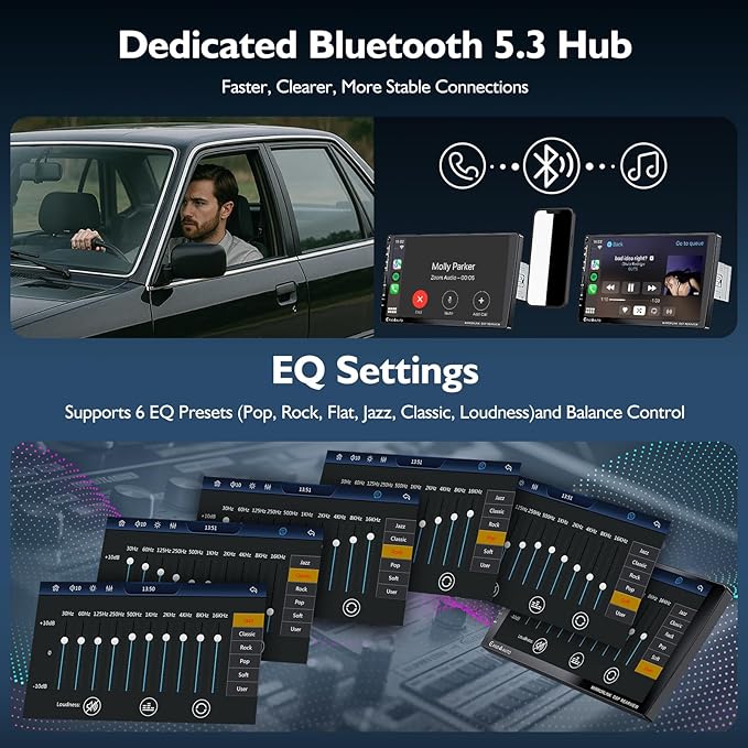 9" Single DIN Car Stereo with Wireless Apple CarPlay and Android Auto,UHD Car Radio IPS Touchscreen,1080P Back Camera,Mirror Link, Voice Control, Bluetooth 5.3,GPS,AM&FM,Type-C (9016-with Camera)