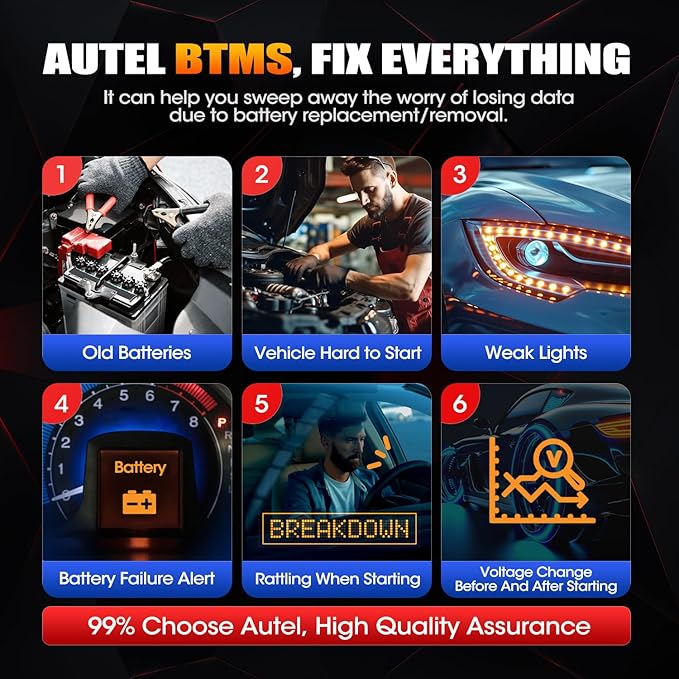 2026 Autel MaxiBAS BTMS OBD2 Car Battery Tester Memory Saver, Preserve Vehicle Data Code Electronic Preset, Maintain Data Surge Protection Attaches to 12 Volt Backup Battery, Provide Power to Vehicle