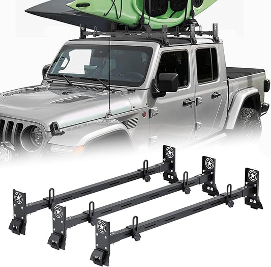 Heavy Duty Roof Rack Cross Bars Compatible with Jeep Wrangler JK JL Gladiator JT 2007-2024（2/4 Door Hard Top)Cargo Bag Kayak Bike Carrier