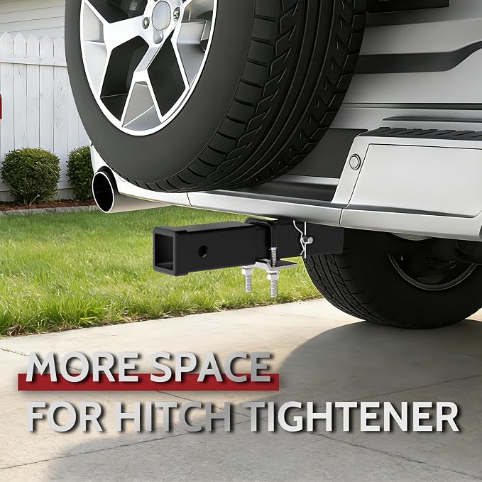 2 Inch Receiver Hitch Extender with 8 Inch Hitch Extension Length Provides More Clearance from Spare Tire and Tailgate