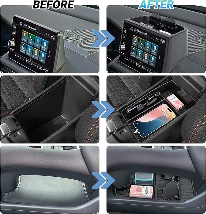 Center Console Organizer Compatible with 2023-2026 Honda HRV Accessories, Armrest Tray, Console Bottom Storage Box and Dashboard Organizer Box, Fits both Honda HR-V 7-inch and 9-inch Screen