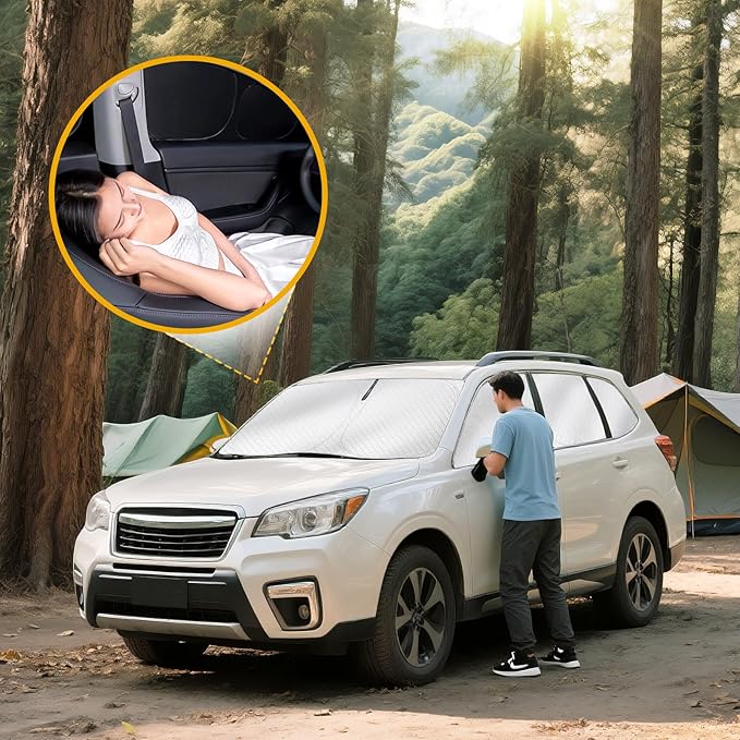 ZATOTOO Car Window Shades Forester 2019-2024 Custom Sun Shades Full Set | Front Side Rear Triangle Window Covers | Total Blackout Privacy UV Protection | Heat Blocking for Camping Napping Long Parking