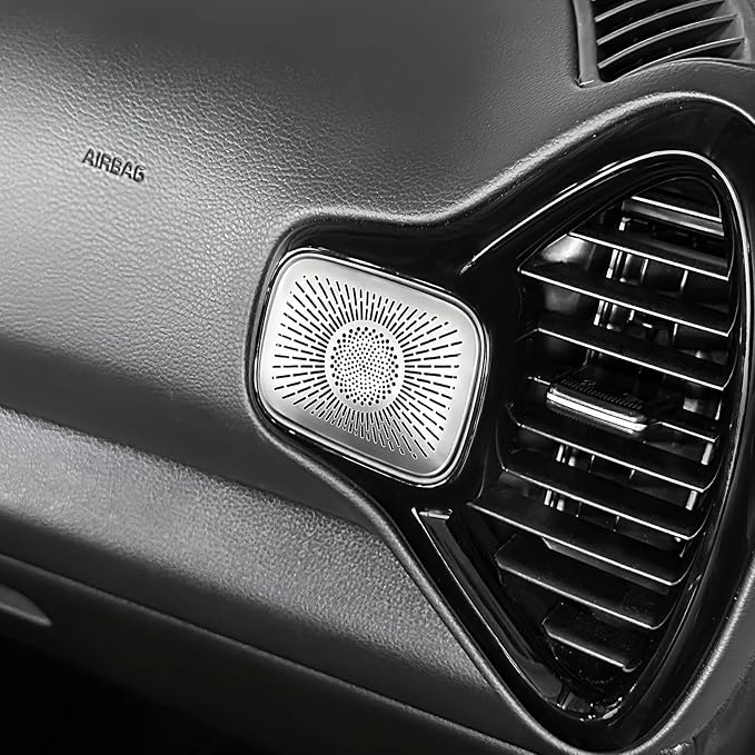 2PCS Dashboard Tweeter Speaker Covers Trim Compatible with Kia Soul 2020-2026 Accessories Stainless Steel (Silver)