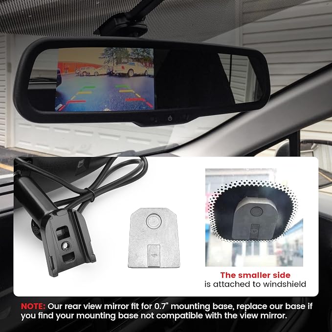 RED WOLF Tailgate Backup Camera + 7" Rear View Mirror Screen Monitor Fit for Ford 2004-2014 F150/ 2009-2016 F250/F350 Pickup Trucks 4.3” Mirror Video LCD, Reverse Adjustable Parking Line Safety
