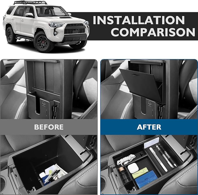BlBLOZ 2PCS Center Console Organizer and Center Console Hidden Box Organizer for Toyota 4Runner 2010-2024 Accessories Center Console Tray Organizer Hidden Storage Box
