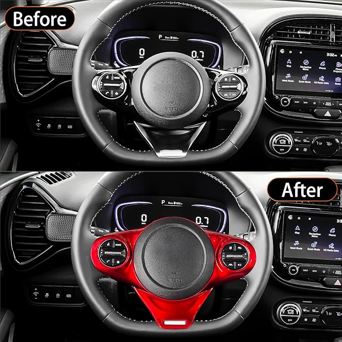 Steering Wheel Trim Cover Compatible with Kia Soul GT 2020-2026 Accessories (Red)