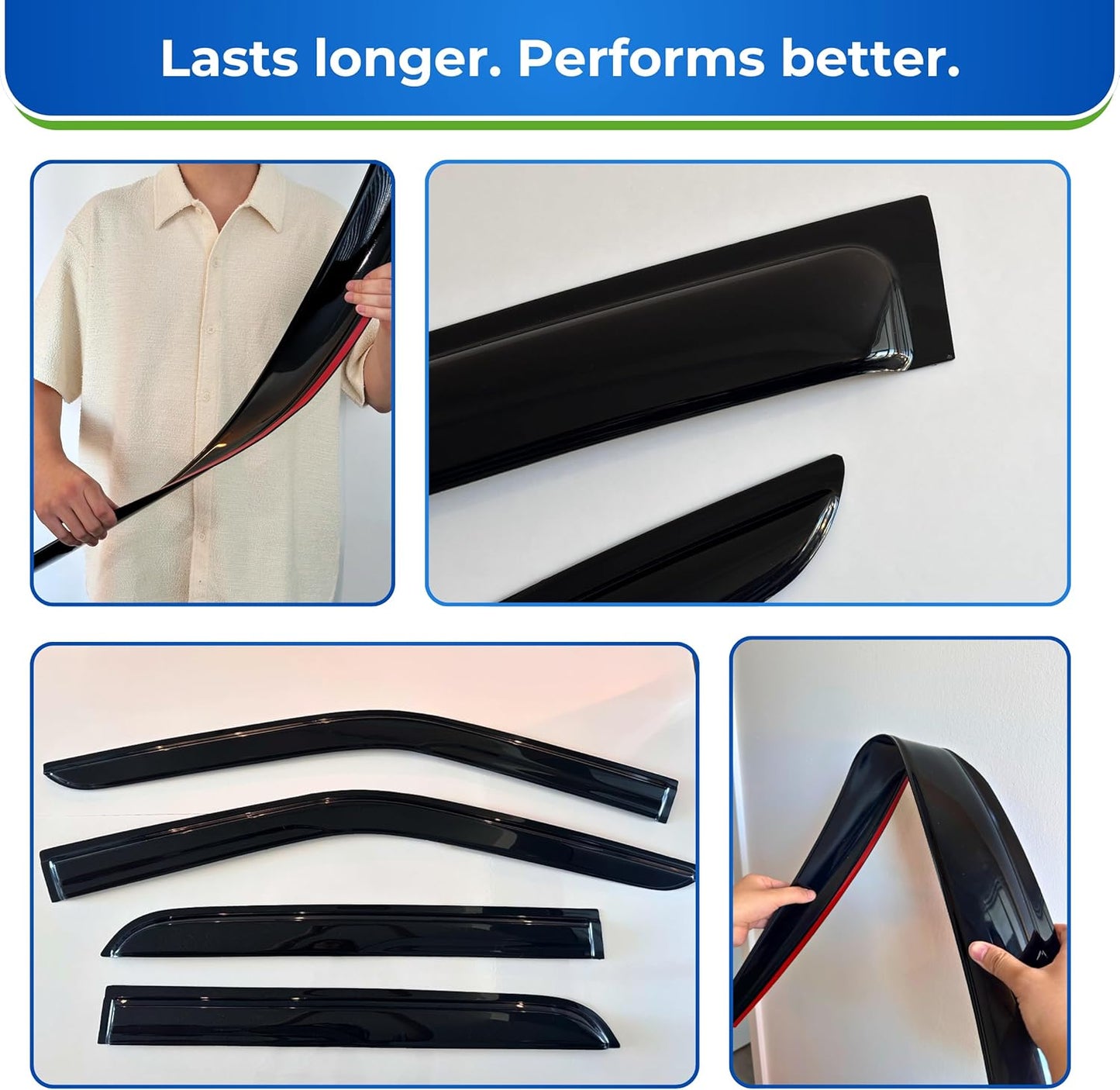 KPY Window Visor Compatible with Toyota RAV4 2013-2018, 4PC Rain Guard Side Window Vent Deflectors Tape-On Mugen Style, 2013 2014 2015 2016 2017 2018