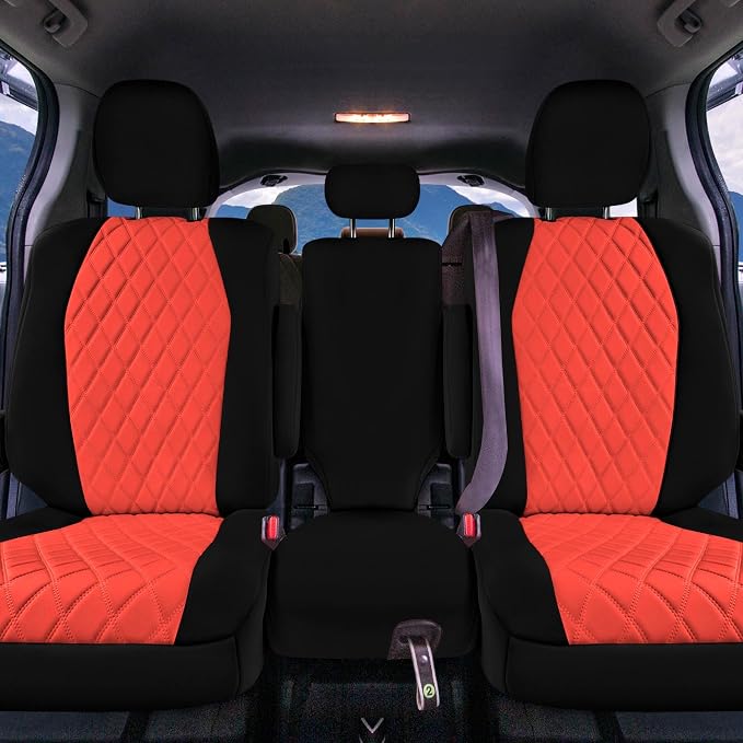 FH Group Custom Fit Car Seat Covers Specifically Made for Toyota Sienna 2021-2024, Red Ultraflex Neoprene 2nd Row Set Automotive Seat Covers, 8 Seater SUV Seat Covers, Toyota Accessories
