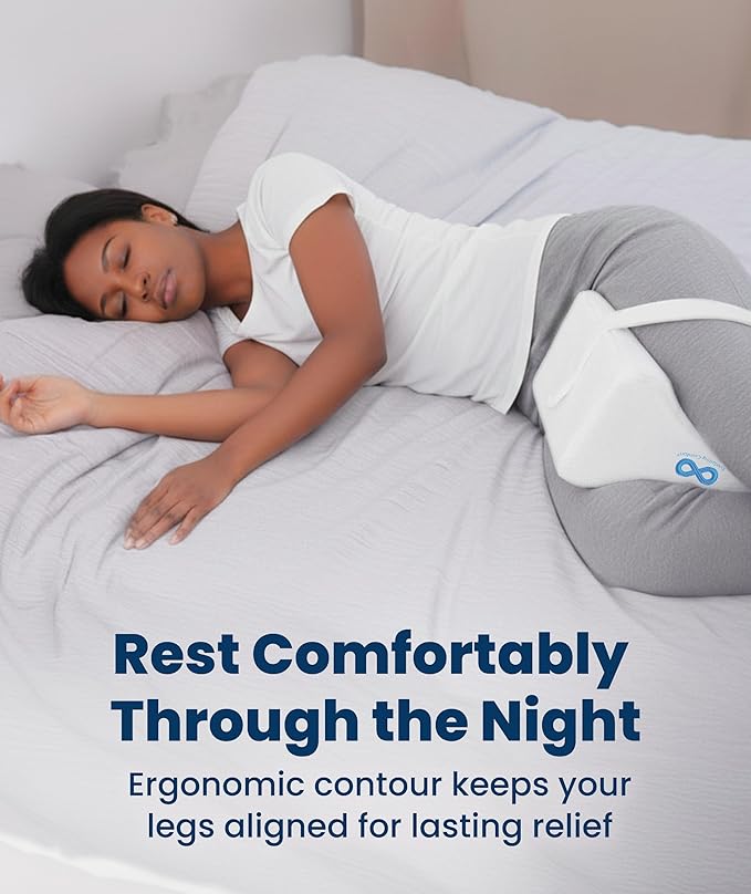 Everlasting Comfort Memory Foam Knee Pillow for Side Sleepers – Sciatica Pain Relief, Adjustable Strap – Leg Pillow for Knee, Back & Hip Alignment (Pack of 2)