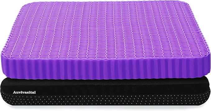 Innovative Gel Seat Cushion for Long Sitting, Seat Cushion for Back, Sciatica, Hip, Tailbone Pain Relief, Large and Thick, Used for The Office, Wheelchair, Recliner, Car, Truck.(Púrpura)