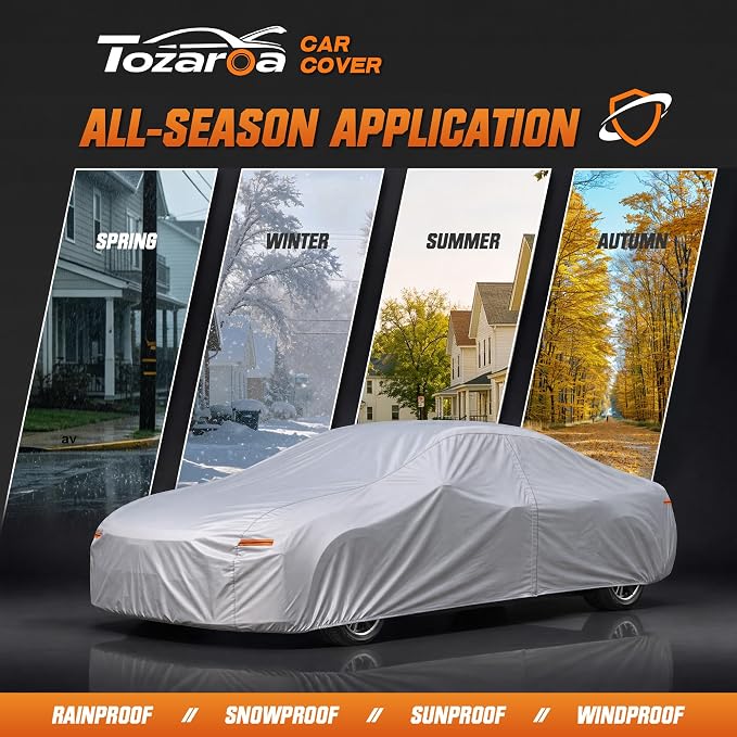 Car Cover Waterproof All-Weather,Heavy-Duty Outdoor Full Exterior Automobiles Sedan/Coupe (Length 179-185 inch) with Windshield Sun Shade Universal Fit Corvette C4 C5 C6 C7,Acura NSX etc