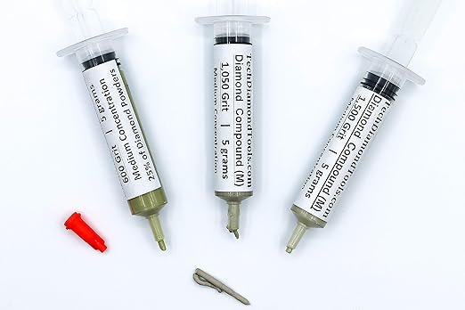 TechDiamondTools Kit of 3 Diamond Lapping Paste Polishing Compound USA Made 600 1050 1500 Grit Lapping Compound for Rock Glass Metal Jewelry Resin Marble with 25% of Diamond Powder