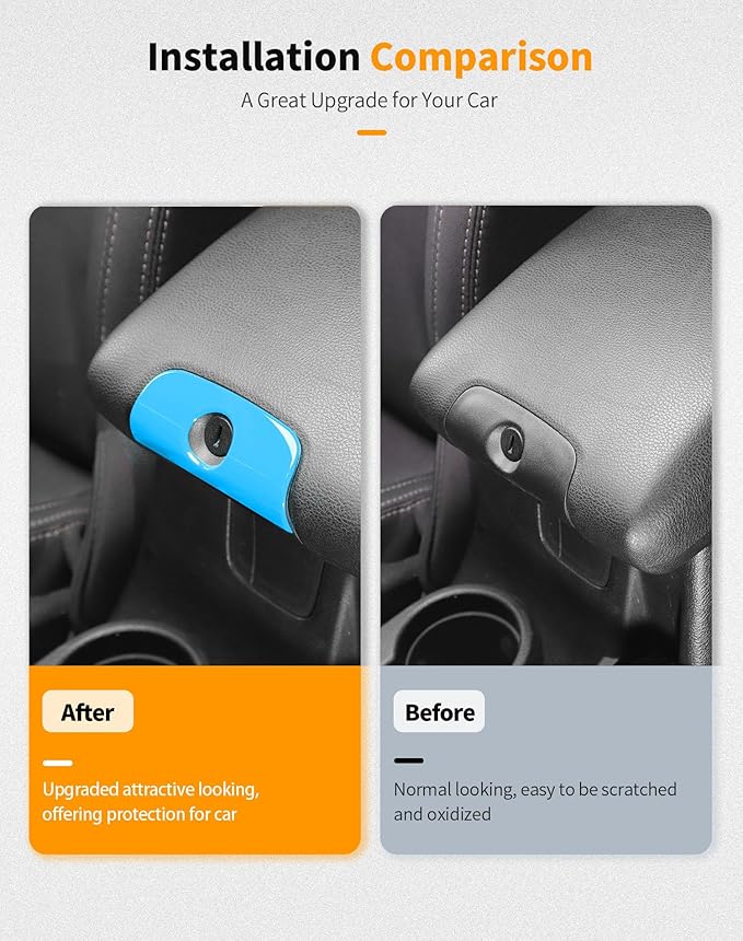 Hoolcar for Jeep Wrangler JK JKU 2011-2018 Interior Decoration Accessories Trim Kit Steering Wheel Cover Gear Shift Panel Trim Cover Water Cup Holder Cover, 4-Door, Light Blue