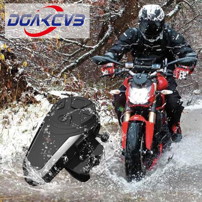 Motorcycle Bluetooth Headset, BT-S3 Bluetooth 5.0 Helmet Intercom Headset up to 3 Riders 1000M Helmet Communication System for Ski/ATV/Dirt Bike/Racing/Climbing(Single)
