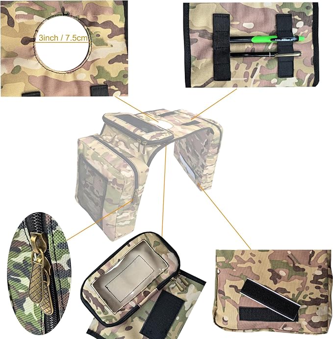 ATV Tank Bag Saddle Bag Waterproof Motorcycle Bag Compatible with Snowmobile Sportsman Scrambler FourTrax Grizzly UTV Hanging Storage Bag Camo Brown