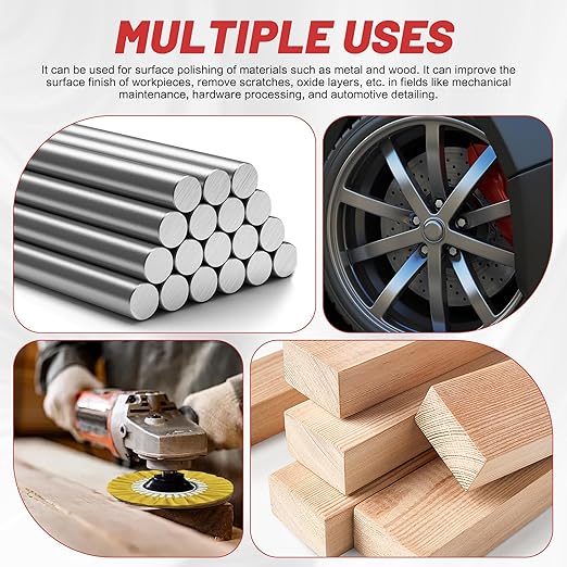 8" Airway Buffing Wheel, 9Pcs Aluminum Polishing Wheel Kit for Angle Grinder, Polishing Compound and Metal Polishing Pads for Stainless Steel Chrome Car Polish Mirror Finish (5/8" Arbor Hole)