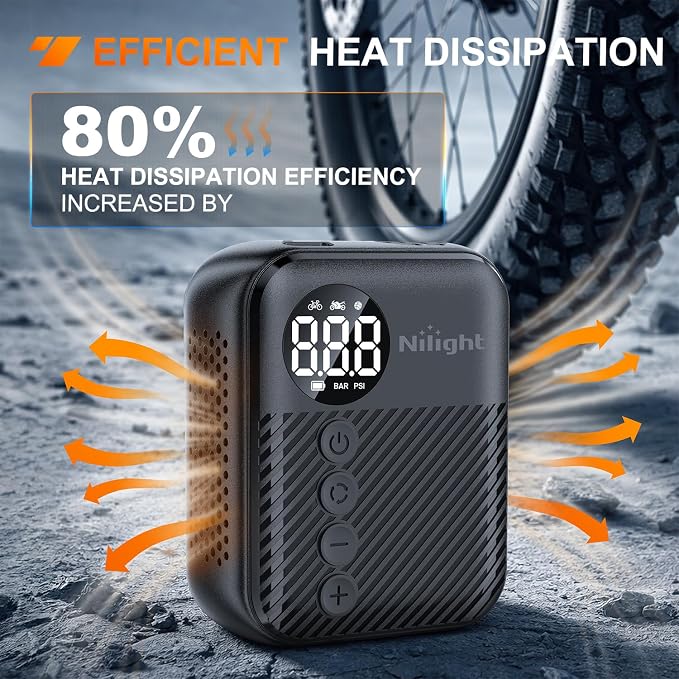 Nilight Mini Bike Pump with Gauge Fast Inflate Tiny Bicycle Air Pump Portable Air Inflator 150PSI with Presta and Schrader Valve for Road Mountain Bike E-Bike Motorcycle Ball
