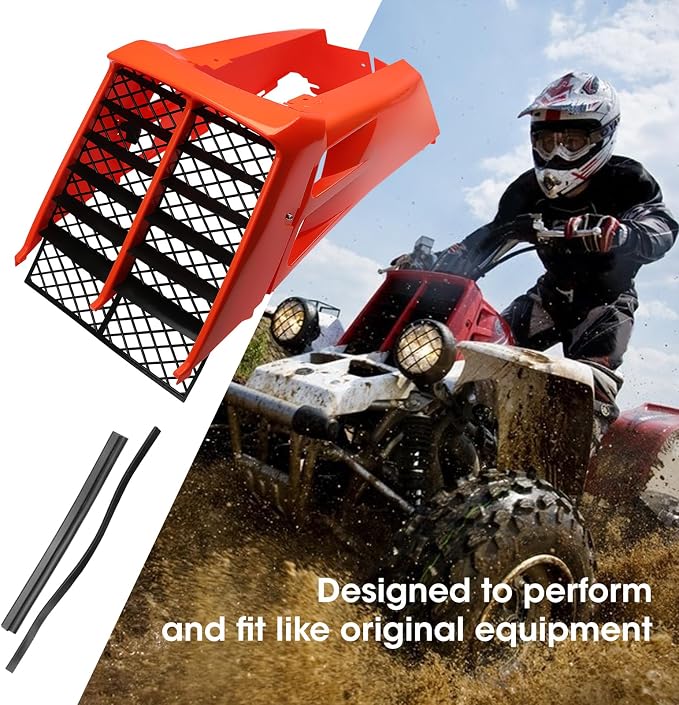 Orange Plastic Gas Tank Side Covers with Grill, Compatible with Yamaha Banshee 350 1987-2006, 2-PC Set, OE 2GU-2171L-00-00