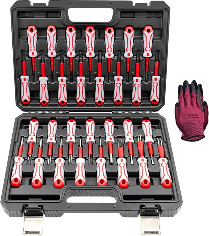 30 Pcs Universal Terminal Removal Tool Kit, for Replaces The Universal Vehicle Wire Harness Pin Connector Release Tool Set, with Stainless Steel Connectors and Non-Slip Handles