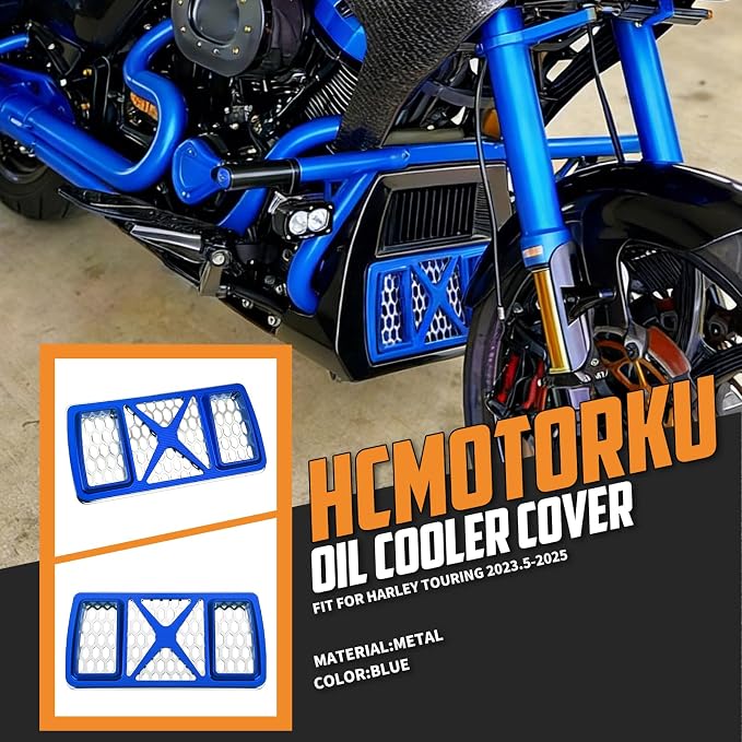 Radiator Guard Grille Oil Cooler Cover Fit For Harley Touring Road King Street Glide Electra Glide Ultra Limited 2023.5-2025 Blue