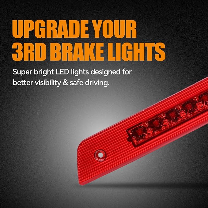 Third 3rd Brake Light LED for 2005-2010 Jeep Grand Cherokee, High Mount Rear Brake Lights Assembly for 05-10 Grand Cherokee, Waterproof Center Cab Lamp Stop Light (Red)