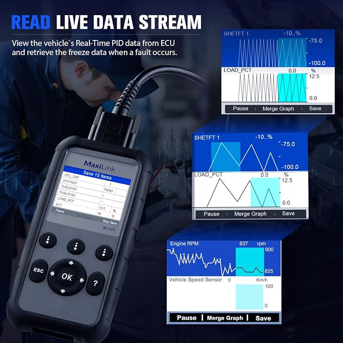2026 New Autel ML629 OBD2 Scanner, ABS SRS Engine Transmission Diagnostic Scan Tool, Mechanic Full OBDII Code Reader w/DTC Lookup AutoVIN, OBD2 Live Data, Up of AL619 AL629 for Professionals DIYers