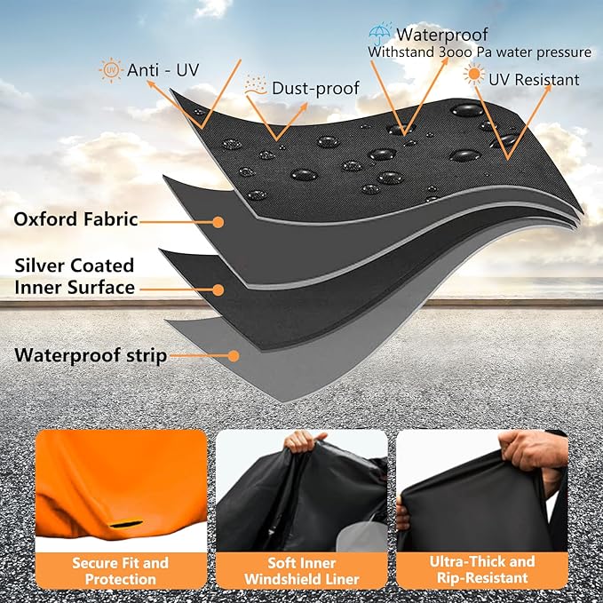 420D Motorcycle Cover for Various Sports, CBR 600/1000 RR 500R/650R/1000R Ninja 500 400 Z900 Zx6r R1 R3 R6 GSXR Z400 S1000R YZF-R1 Outdoor Waterproof All-Weather Protection Sport Bike Cover