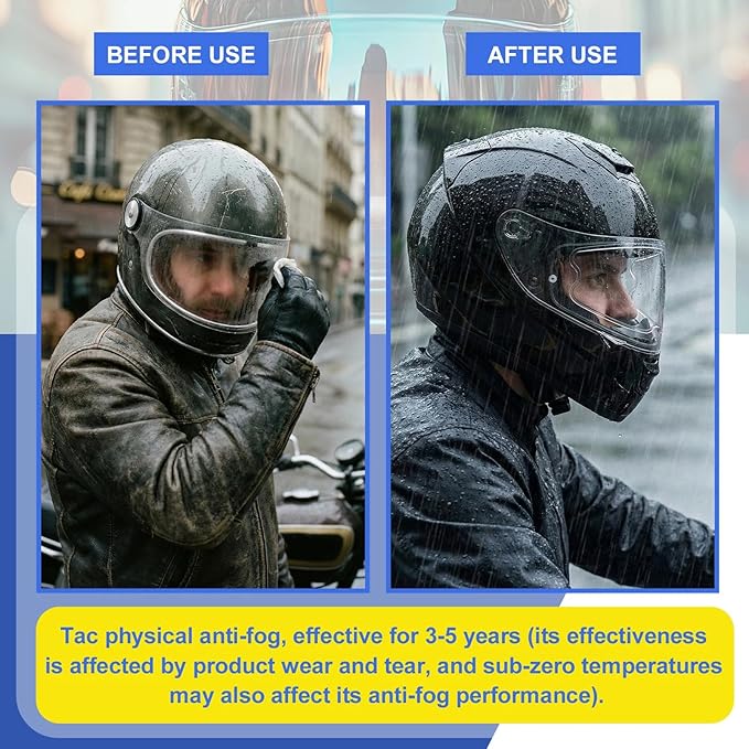 Kingdder 2 Pcs Universal Motorcycle Helmet Anti Fog Film, Anti Fog for Motorcycle Helmet Shield Visor Clear Lens Insert Fogging Resistant for Riding Winter Cold Weather Cloudy Rainy Days, 3.7" x 10.5"