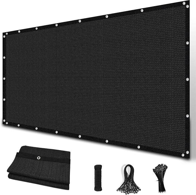 Amagenix 90% Sun Shade Cloth with Grommets, 8' x 20' Pergola Replacement Shade Cover Canopy Privacy Screen for Outdoor Patio Garden, Black (We Customized)