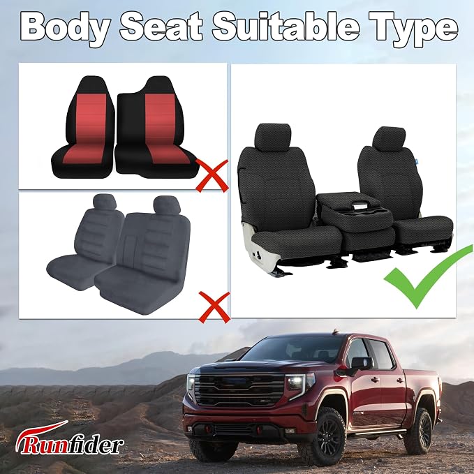 Seat Covers for Chevy Silverado & GMC Sierra 1500 Crew Cab 2019-2026 Heavy Duty Cloth Protector Interior Accessories，Waterproof & Machine Washable-Black (Front)
