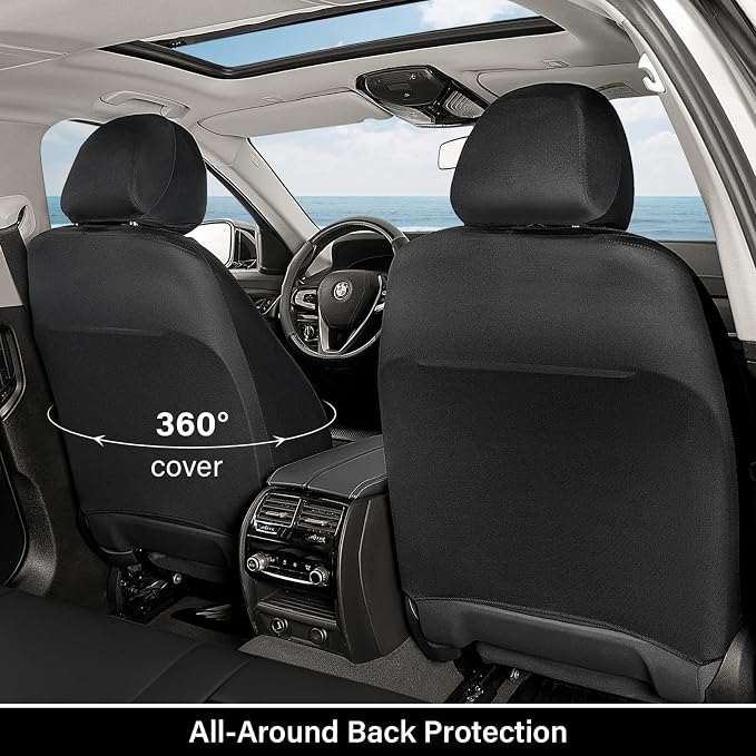 Coverado Car Seat Covers, Front Seat Covers for Car, Leather Seat Covers Waterproof Car Seat Protectors Universal Fit for Most Cars SUV Trucks (Black-White)