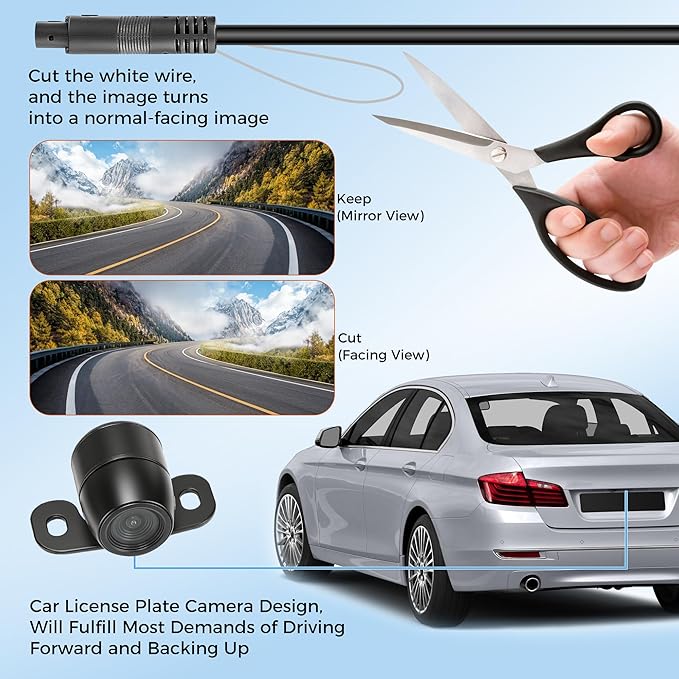 RV Backup Camera Plug and Play, No Delays HD 1080P Rear View Camera with Monitor IR Night Vision, Car Rear View Camera Fit for Truck Trailer Camper Tractor