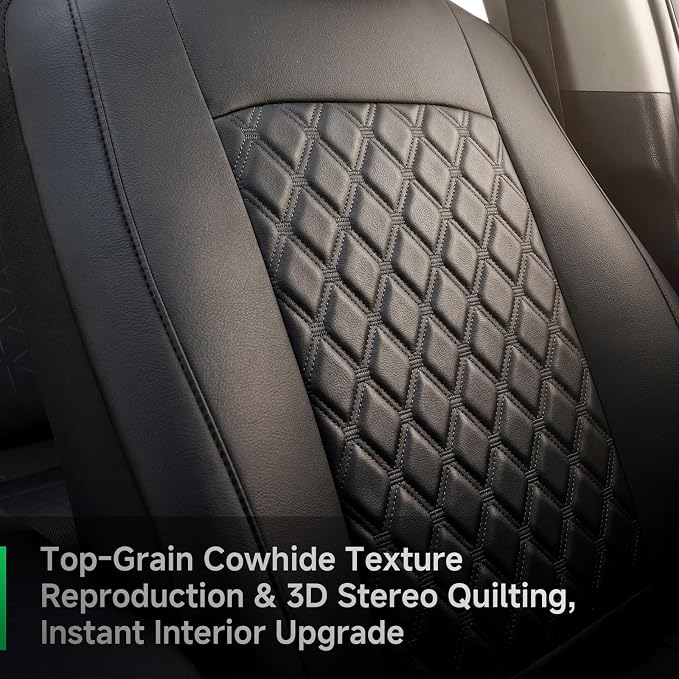 GIANT PANDA 2PCS Front Car Seat Cover for Subaru Outback Forester Crosstrek Legacy Impreza, Faux Leather Bucket Seat Covers (Black)