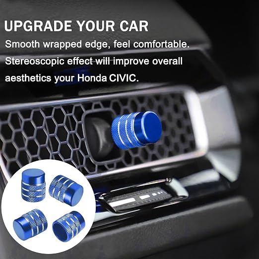 Knob Covers for Honda Civic Accessories 2026 2025 2022-2024 for CRV 2026 2025 2024 2023 for Acura Integra 2025 2024 2023 AC Knob, Air Vent, Audio Control, Push Start Button Cover Ring 11Pcs (Blue)