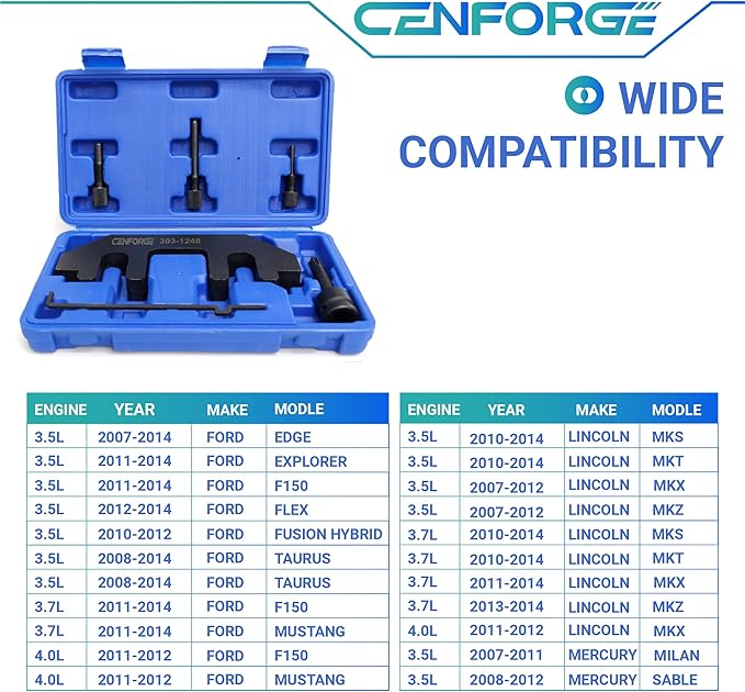 303-1248 7PC Camshaft Holding Timing Tool Kit for Ford 3.5L & 3.7L 4V Engine, with Chain Tensioner Holder Tool and 3 Pin for Blocking The crankshaft
