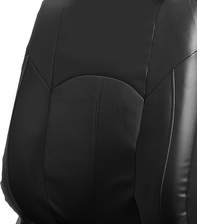 FH Group Car Seat Covers Highest Grade Faux Leather Seat Covers Airbag Compatible Black Automotive Seat Cover Front Seats Only with Gift Universal Fit Interior Accessories for Cars Trucks and SUVs