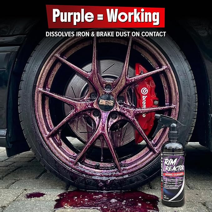 Carfidant Rim Reactor Wheel and Rim Cleaner Spray - Removes Brake Dust & Grime - Safe for BMW, Mercedes, Audi, VW & Porsche - No Scrub, pH Neutral, Non-Acidic Tire Cleaner - 32 fl oz