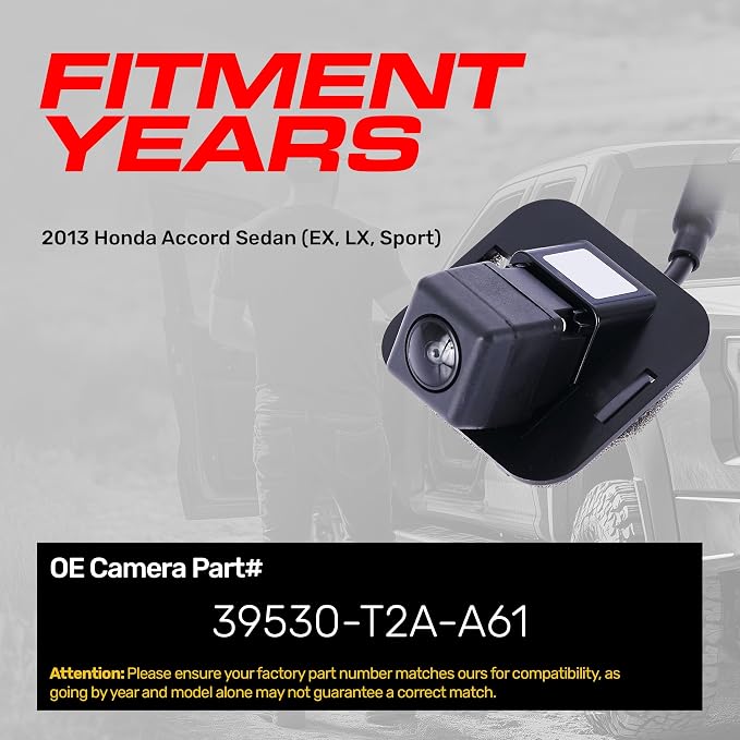 Master Tailgaters Replacement for Honda Accord Sedan (EX, LX, Sport Model) 2013 Backup Camera OE Part # 39530-T2A-A61