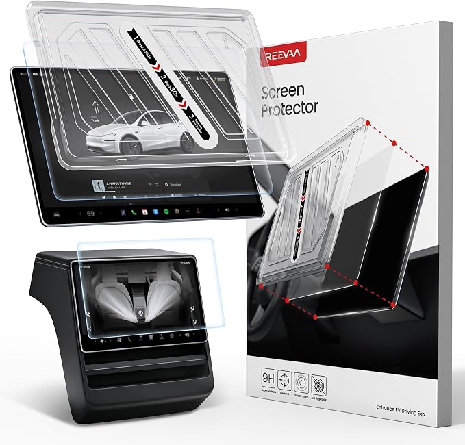 REEVAA 2025 Tesla Model Y Juniper Screen Protector [Anti-Glare & No Fingerprint], 9H Aerospace Tempered Glass for 2025 Model Y Juniper, with Alignment Frame, Matte, 15.42 Inch