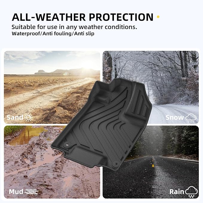 SMABEE Floor Mats for 2017-2026 Honda Ridgeline Crew Cab, TPE All Weather Floor Liners for Ridgeline Accessories Inteior Black