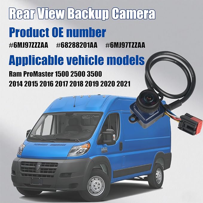 No. 6MJ97ZZZAA Rear View Backup Reverse Parking Camera/Rear View Camera | Compatible with 2014-2021 Ram ProMaster 1500 2500 3500 Reverse Park Assist Camera Replace 6MJ97ZZAA 68288201AA 6MJ97TZZAA