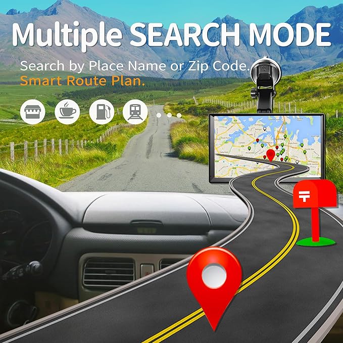 7-inch GPS Navigator for Car Truck RV Pickup, 2026 Offline Map with Free Updates Lifetime, Big HD Touchscreen, Satallete Navigation, Voice Guidance, Speed & Traffic Alerts, Custom Truck Routing