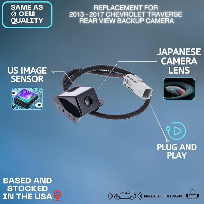 Backup Camera Replaces for 2013-2017 GM Traverse OE Part # 22900993, 23135306