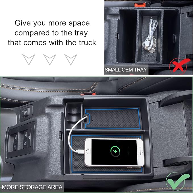 TOPINSTALL New Blue Tray Compatible with 2021-2024 Ford Bronco & 2025+ Bronco 2-Door & 2025+ 4-Door Manual Transmission, Full Size Bronco Organizer (NO for 2025+ 4-Door Automatic)