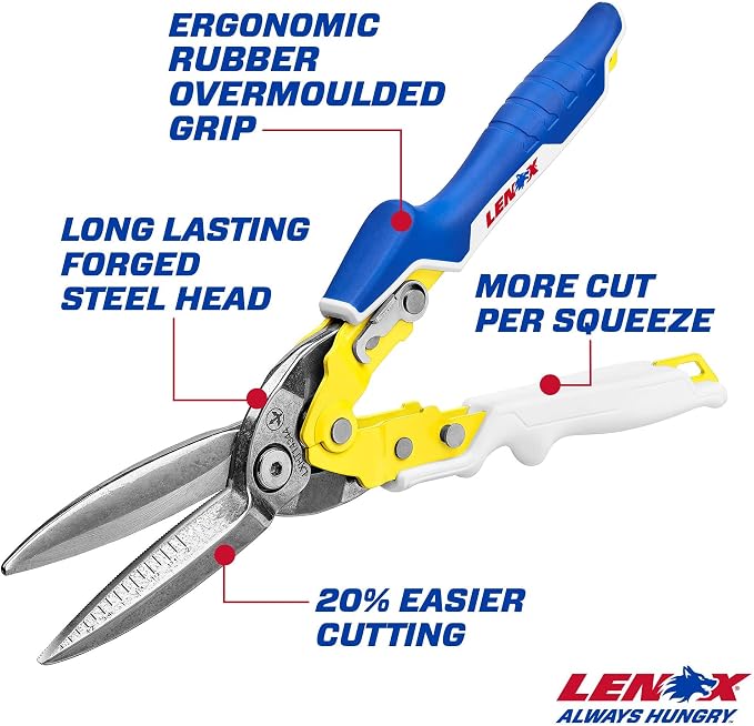 LENOX TOOLS Pliers, Long Straight Avitation Snips, With Durable Grip (LXHT14344)