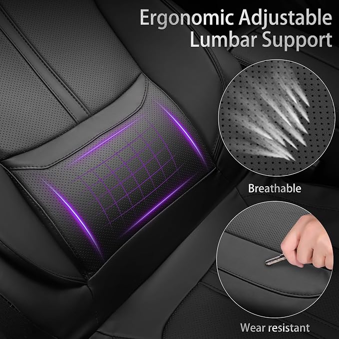 CAR PASS 3D Foam Support Leather Car Seat Covers Front Seats,Waterproof Faux Leather Front Seat Cover for Car,Universal Fit Anti-Slip for SUV Truck,Rubber Floor Mats for Cars