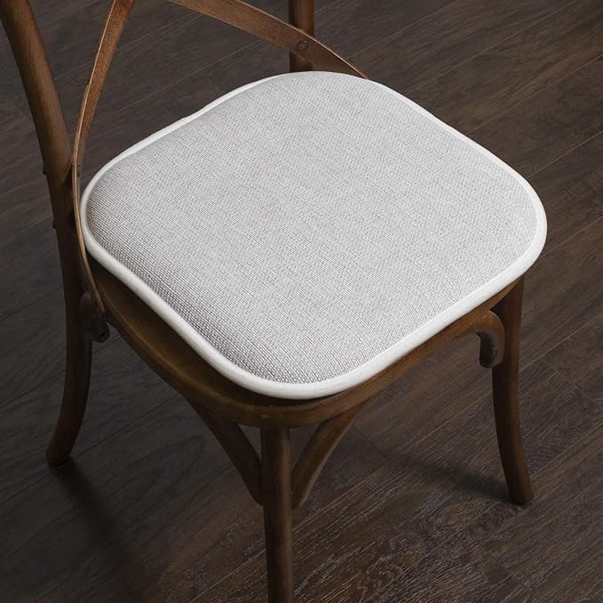 Sweet Home Collection Chair Cushion Memory Foam Pads Honeycomb Pattern Slip Non Skid Rubber Back Rounded Square 16" x 16" Seat Cover, 2 Pack, Alexis Gray/White